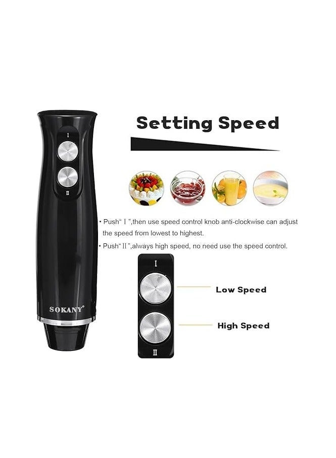 sokany SK-1721-4 4-in-1 Multifunction Hand Blender, Electric Food Processor & Chopper, 400W Powerful Motor, Whisk, Puree, and Chop Ingredients Quickly for Smoothies, Soups & Sauces - Image 3